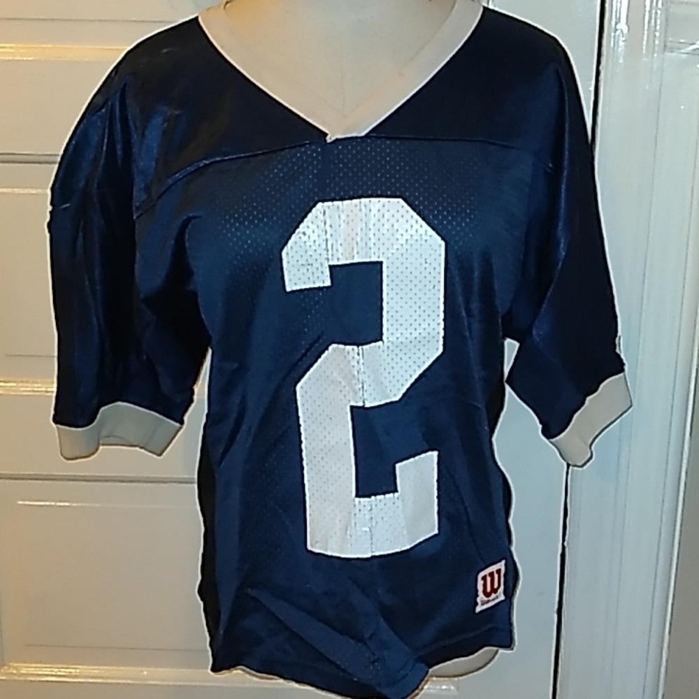 Vintage Wilson Large made in USA 🇺🇸 blue white jersey
